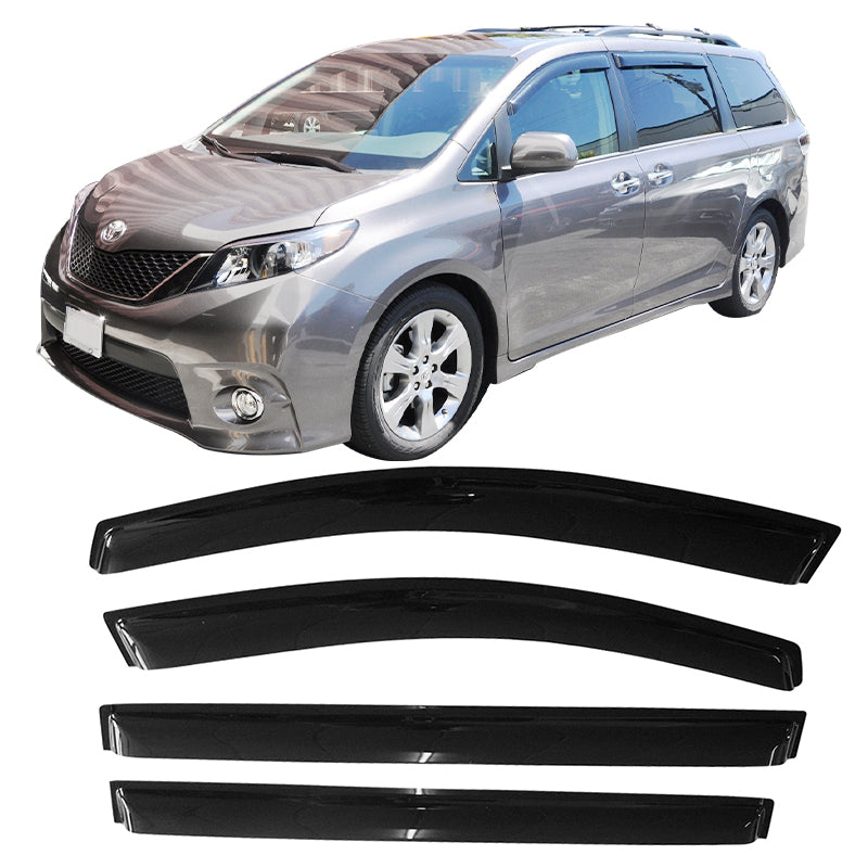 Ikon Motorsports Compatible with 11-20 Toyota Sienna Acrylic Window Visors Vent Windshield Deflector Rain Guard 4Pc Set Outside Mount 2011 2012 2013 2014 2015 2016 2017 2018 2019 2020