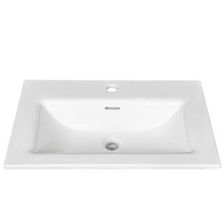 Glacier Bay 24 in. Rectangular Drop-in Bathroom Sink in White 13-0093-W-GB