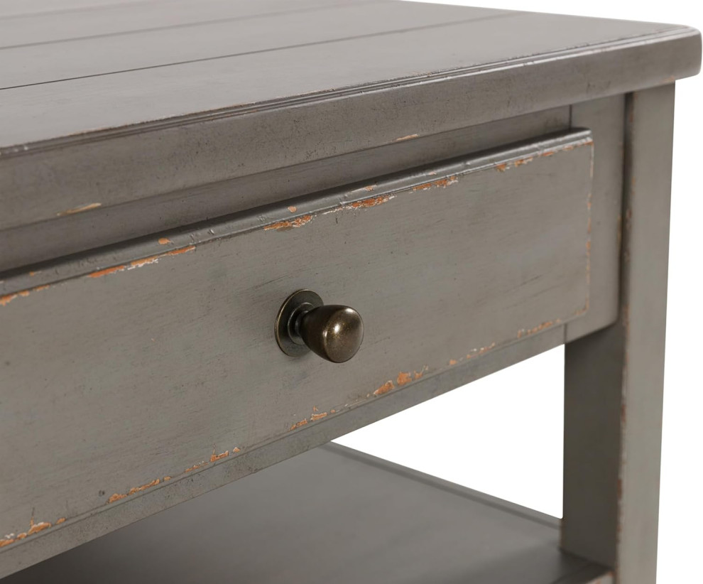 Classic Coffee Table  Rectangular Plank Top  amp2 Drawers  Distressed French Gray   Traditional   Coffee Tables   by Decor Love  Houzz