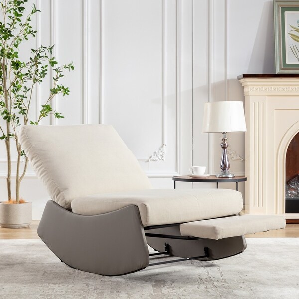 Modern Upholstered Comfy Rocker Nursery Chair with Footrest