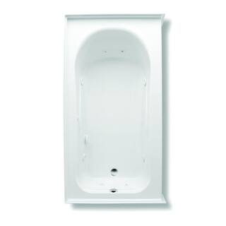 Aquatic Vincenzo Q 66 in. Acrylic Right Drain Rectangular Alcove Whirlpool Bathtub with Heater in White 826541950297