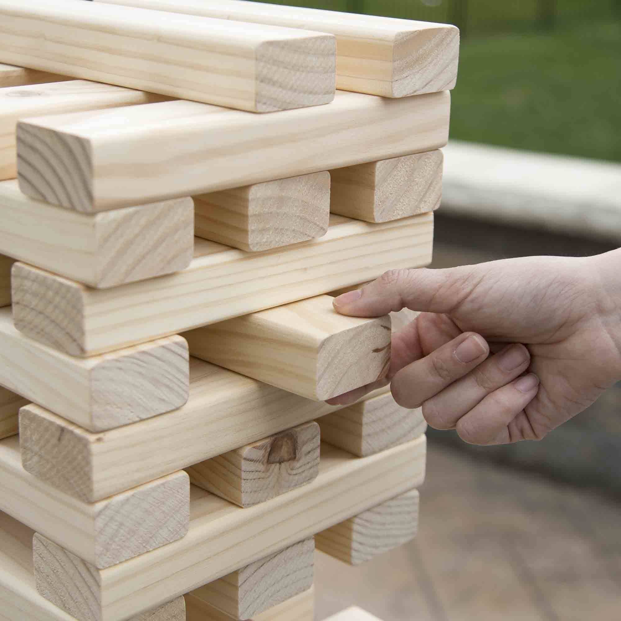 Nontraditional Giant Wooden Blocks Tower Stacking Game， Outdoor Yard Game， for Adults， Kids， Boys and Girls by Hey! Play!