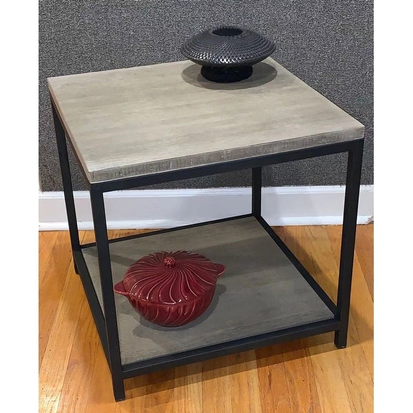 2 Tier Solid Bamboo Steel Frame End Table