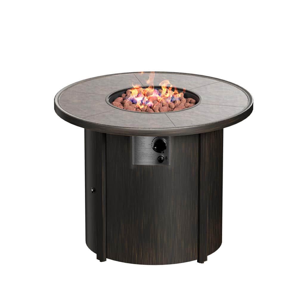 WESTIN OUTDOOR HeatPro 32 in Round Propane Gas Fire Pit Table 30000 BTU