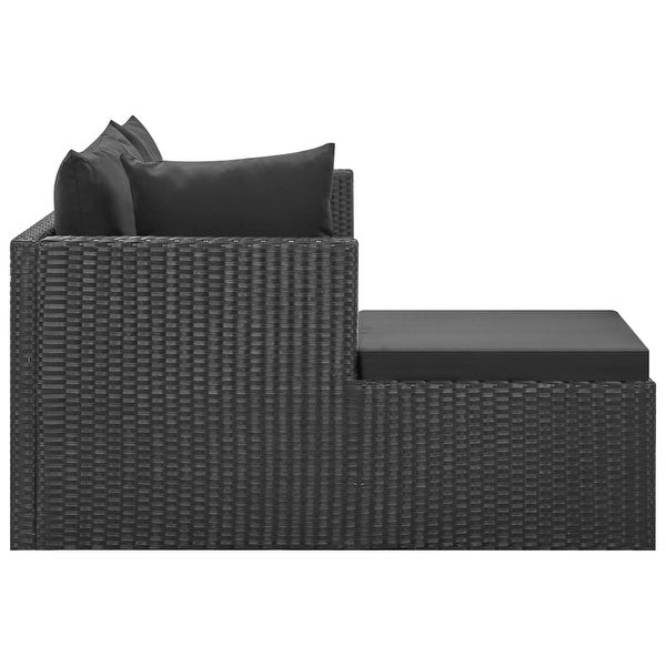 4 Piece Patio Lounge Set Black with Cushions Poly Rattan - Overstock - 36363698