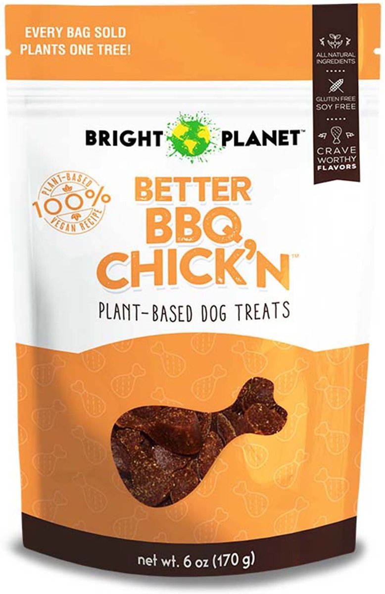 Bright Planet Pet Better BBQ Chick'n Plant-Based Dog Treats， 6-oz bag