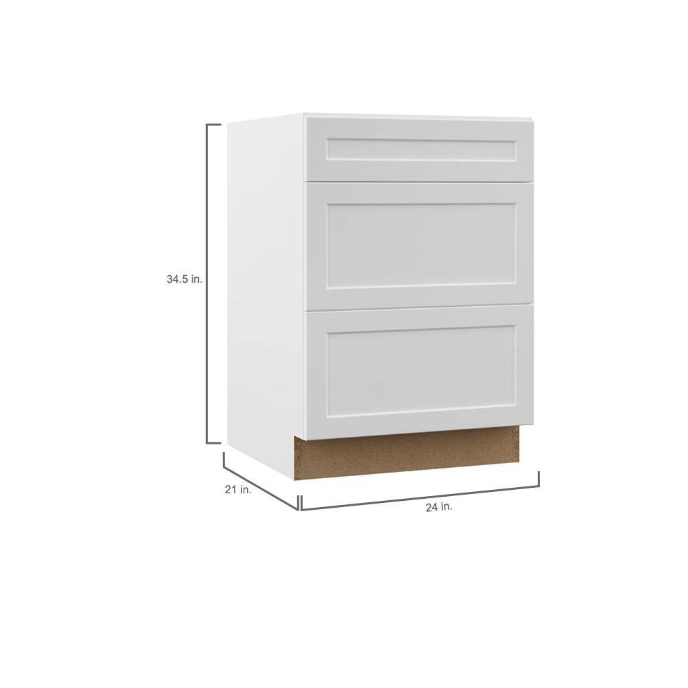 Hampton Bay Designer Series Melvern Assembled 24x34.5x21 in. Bathroom Vanity Drawer Base Cabinet in White VT3D24-MLWH