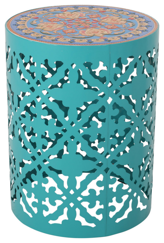 Will Indoor Lace Cut Side Table With Tile Top   Mediterranean   Side Tables And End Tables   by GDFStudio  Houzz