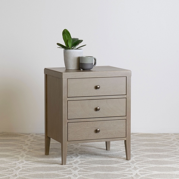 Painted Acacia Wood 3-Drawer Nightstand