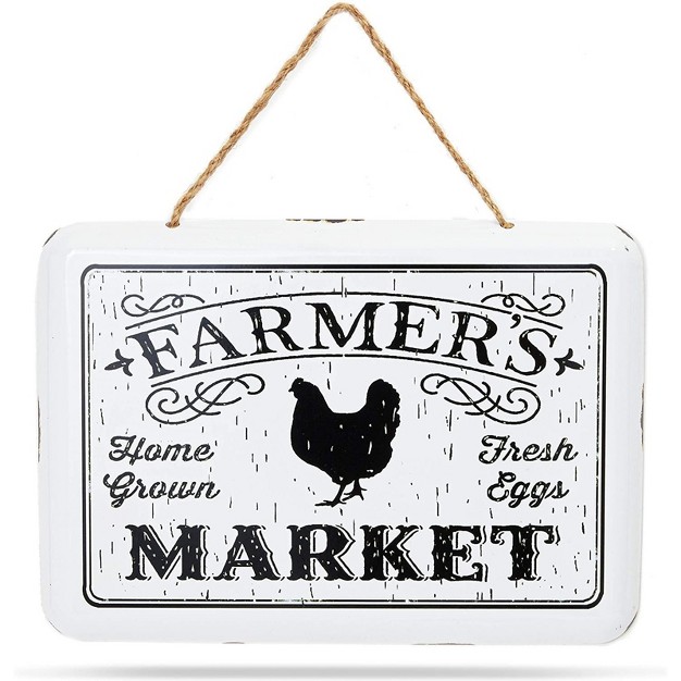 Farmlyn Creek Rustic Chicken Metal Hanging Sign Farmhouse Home Wall Decor Farmer s Market 10 6 X 5 9 In