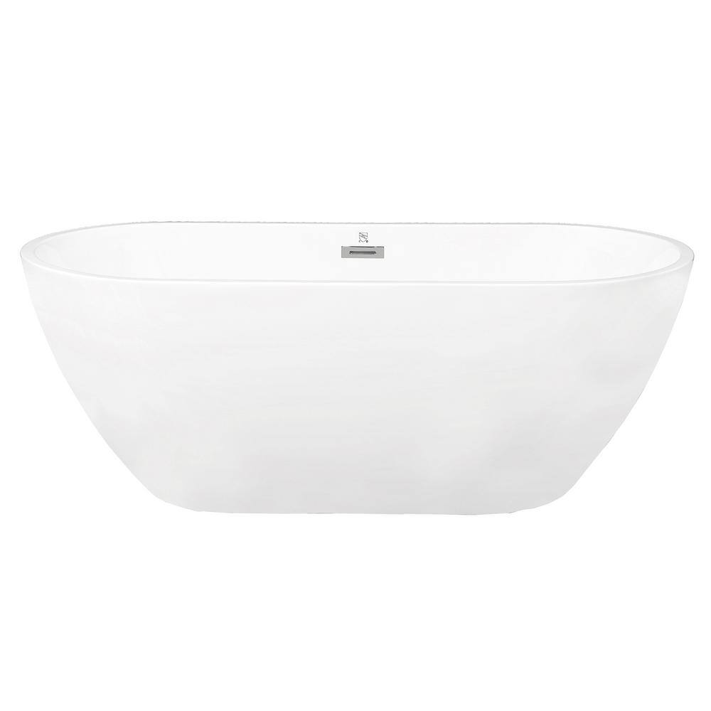 CASAINC 67 in. Acrylic Flatbottom Non-Whirlpool Bathtub in White CAS967W