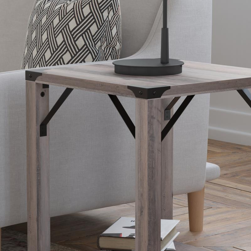 Gray Wash 2 Tier Side Table   Farmhouse   Side Tables And End Tables   by Pot Racks Plus  Houzz