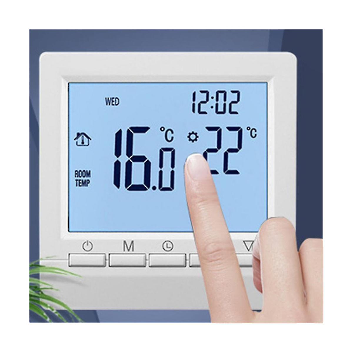 Thermostat With Backlight Lcd Screen Wall Room Heating Temperature Controller -blue Light