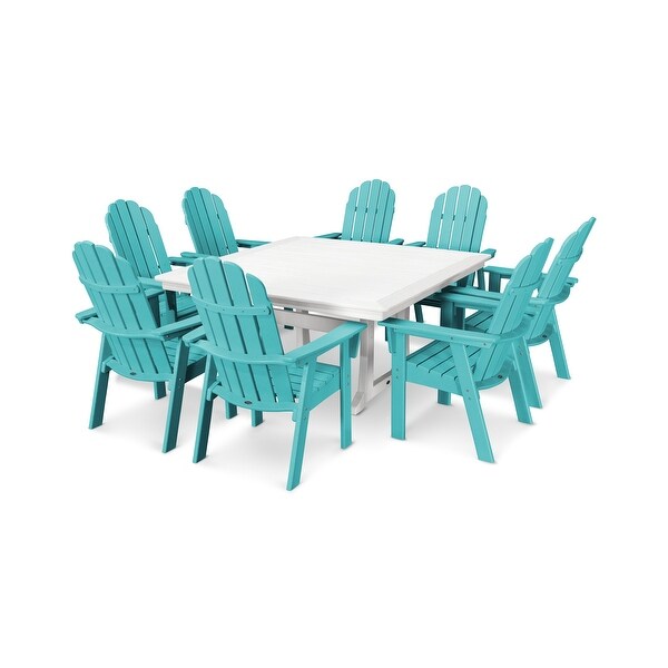 POLYWOOD Vineyard Adirondack 9Piece Nautical Trestle Dining Set