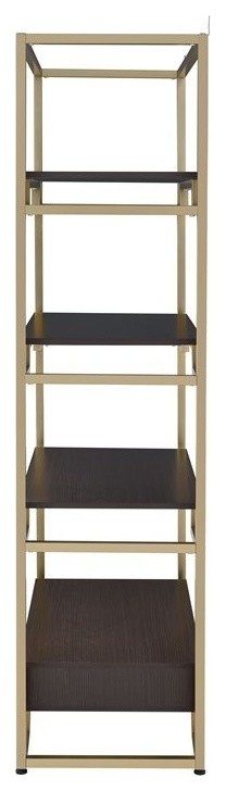 ACME Yumia Wooden Tiers Etagere Bookshelf in Gold and Clear Glass   Contemporary   Bookcases   by HedgeApple  Houzz