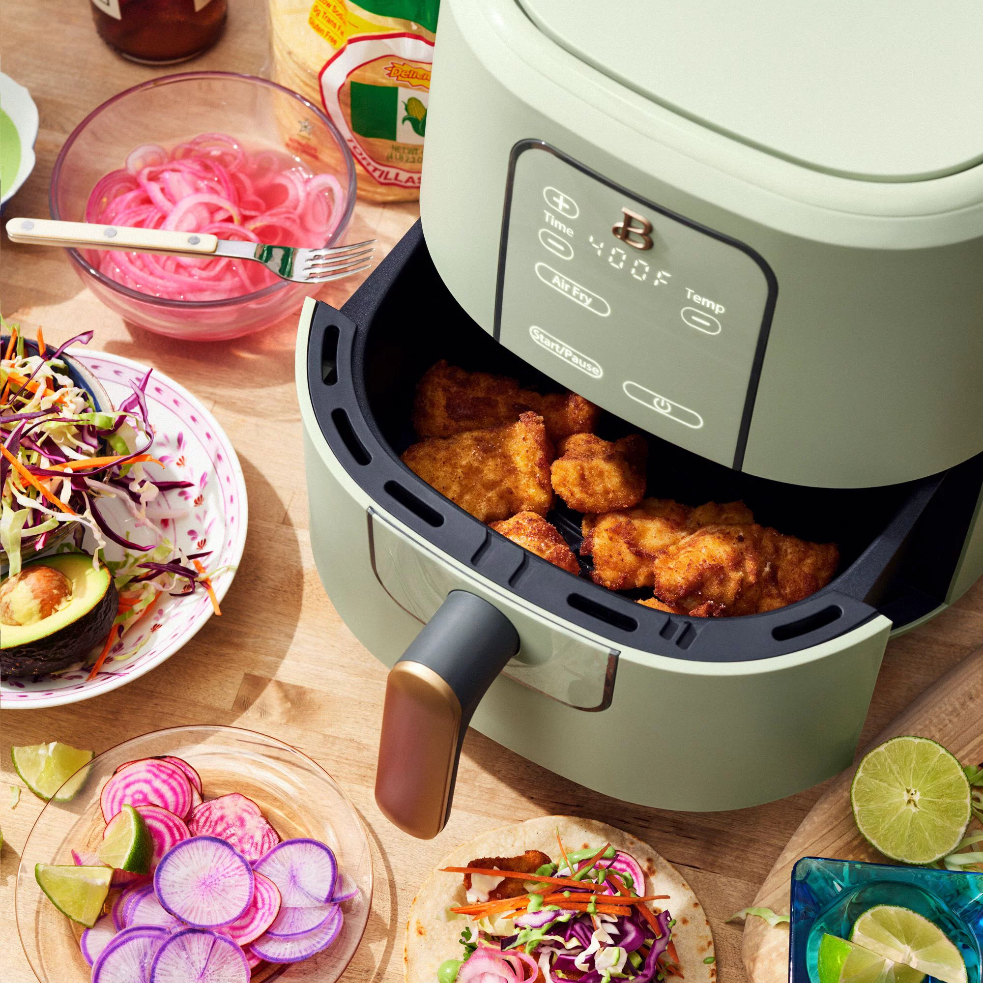 Beautiful 6 Quart Touchscreen Air Fryer， Sage Green by Drew Barrymore