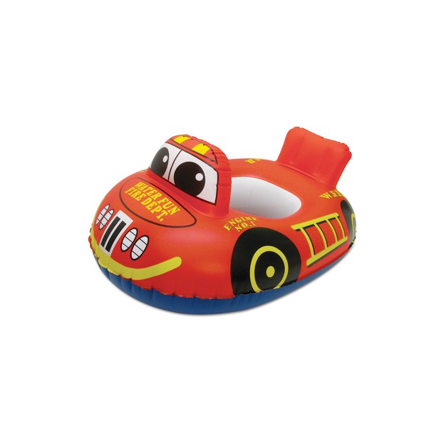 Swim Central Inflatable Red And Blue Transportation Rider Firetruck Swimming Pool Baby Float 29 5 inch