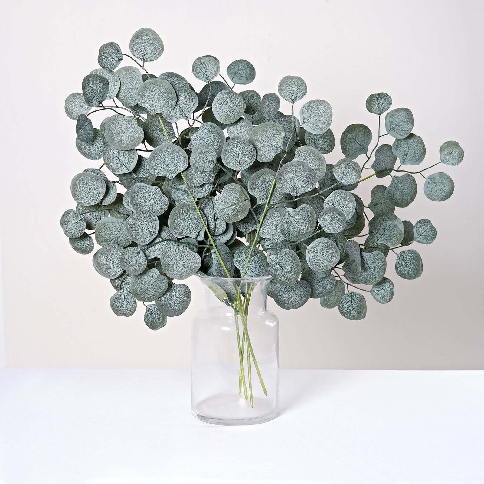 4 Pack Real Touch Frosted Green Artificial Silk Eucalyptus Leaf Stems 25