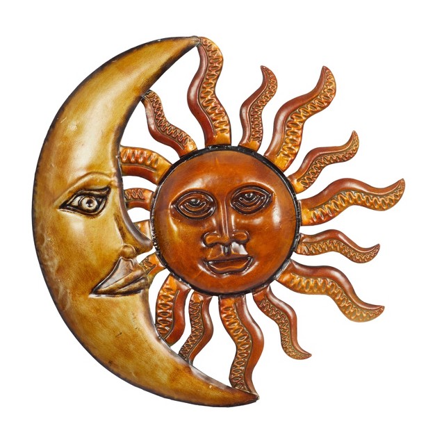 X 21 quot Rustic Metal Sun And Moon Wall D cor Red Olivia amp May