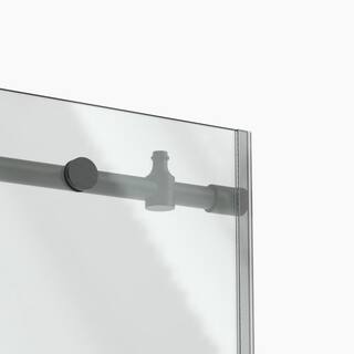 niveal Ruhr 60 in. W x 76 in. H Sliding Semi-Frameless Shower Door in Matte Black Finish with Clear Glass LU7051-7660MB