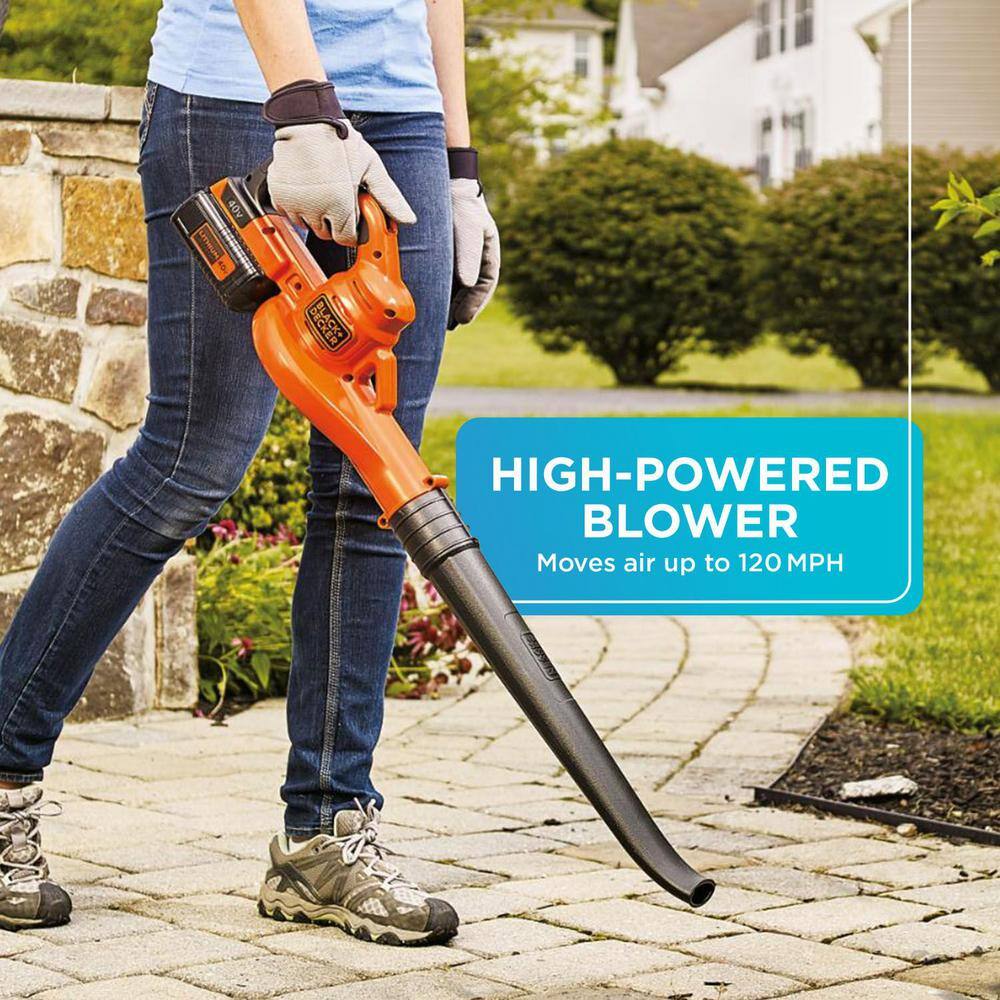 BLACK+DECKER 40V MAX Brushless Cordless Battery Powered String Trimmer (1) 2Ah Battery  Charger  Leaf Blower (Tool Only) LCC140