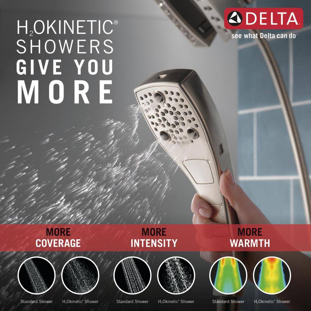 Delta In2ition 5-Spray Patterns 1.75 GPM 5.75 in. Wall Mount Dual Shower Heads in Lumicoat Stainless 58474-SS-PR