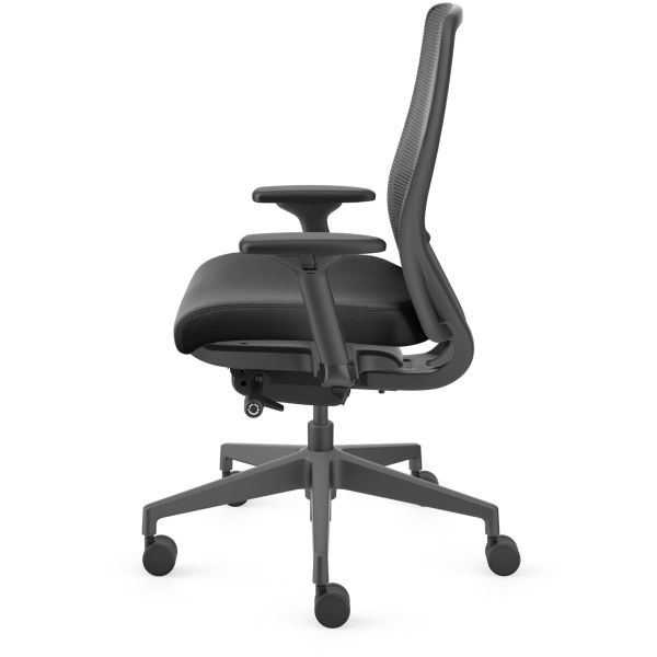 HON Nucleus Series Recharge Task Chair， Supports Up to 300 lb， 16.63 to 21.13 Seat Height， Black Seat/Back， Black Base