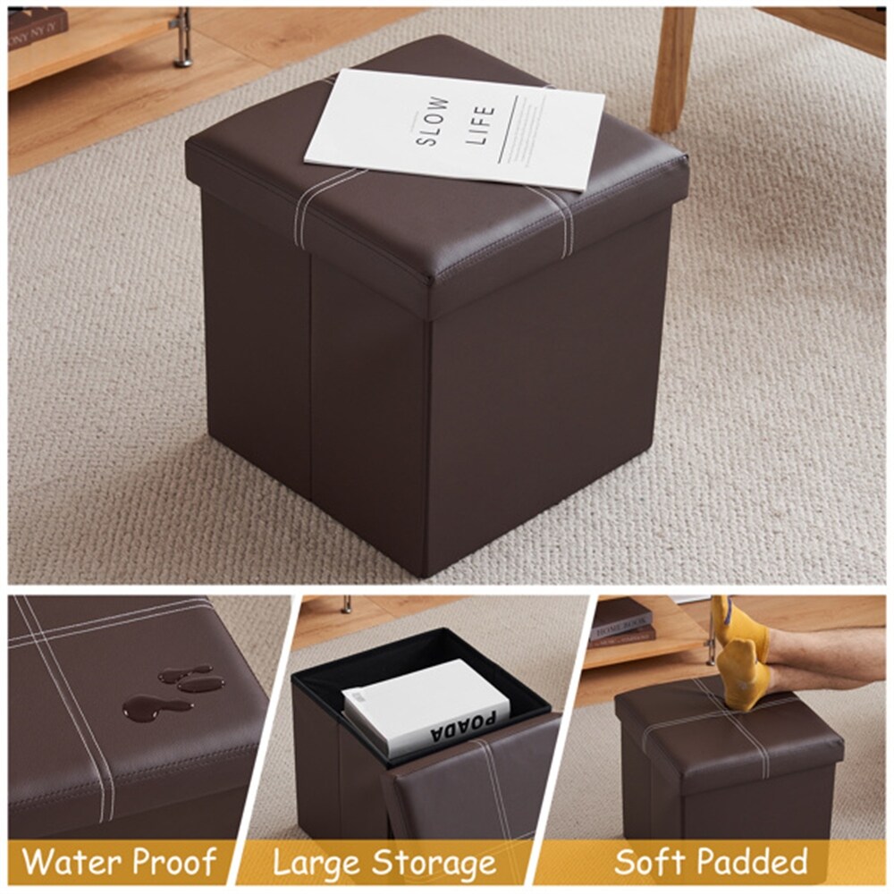 PVC MDF Foldable Storage Footstool with Anti Rust and Anti Skidding