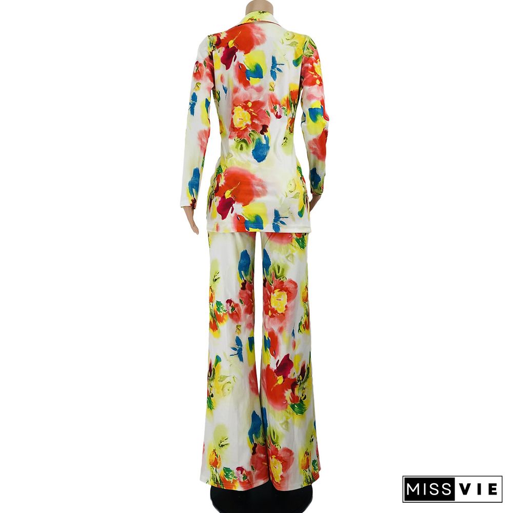 New Autumn Ins Printed Wide-leg Pants Suit Two-piece Suit