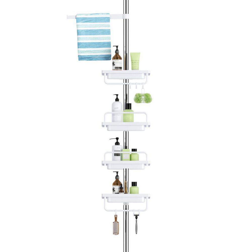 Dracelo Sliver Shower Caddy Corner 4 Tier Shower Organizer Large Shower Storage and Shower Caddy Tension Pole B0BB1YYWRC