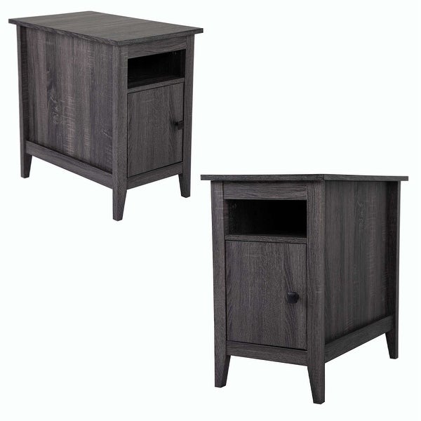 Set of 2 Nightstand for Bedroom Living Room， 1-Drawer Wooden End Table Bedside Table， HomeandKitchen Storage Cabinet - Cement Gray - - 37185495