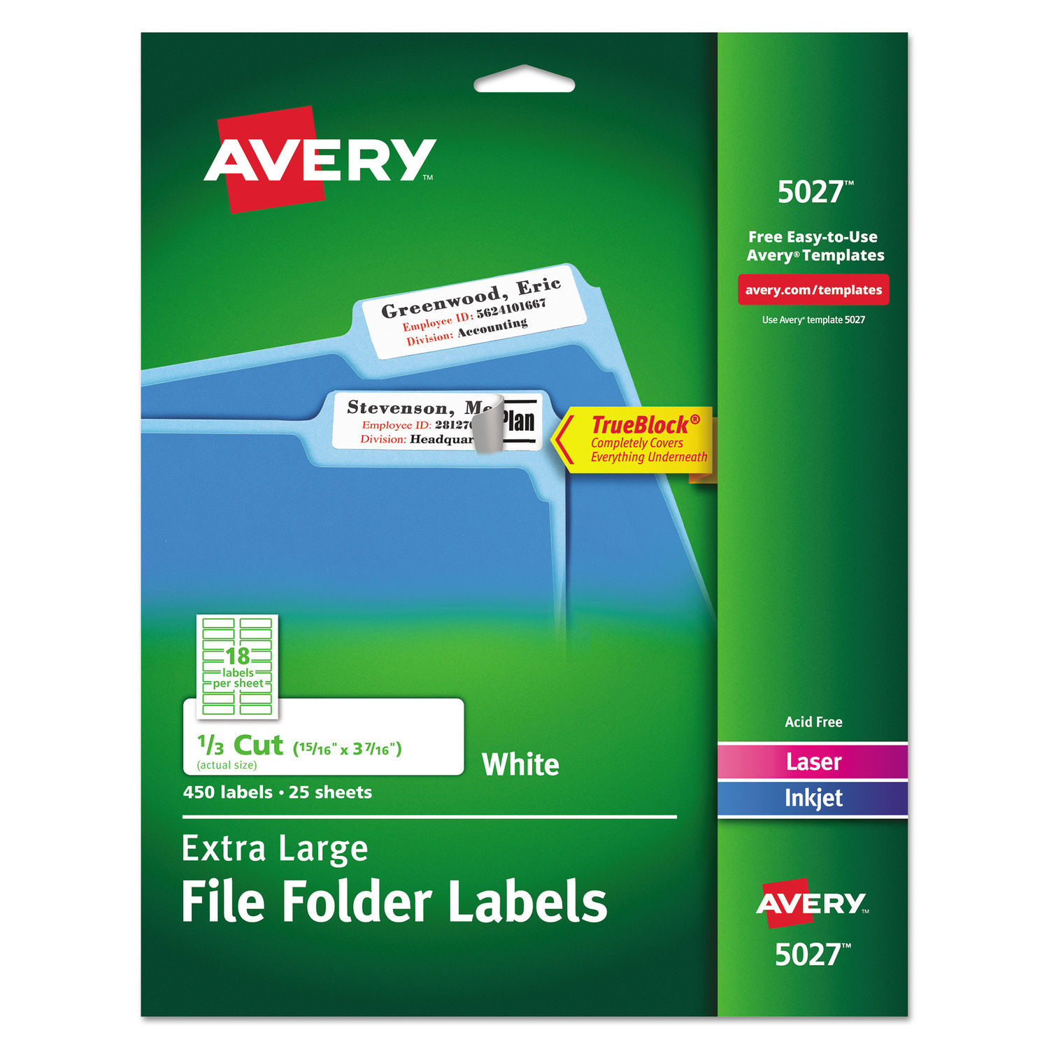 Extra-Large TrueBlock File Folder Labels with Sure Feed Technology by Averyandreg; AVE5027