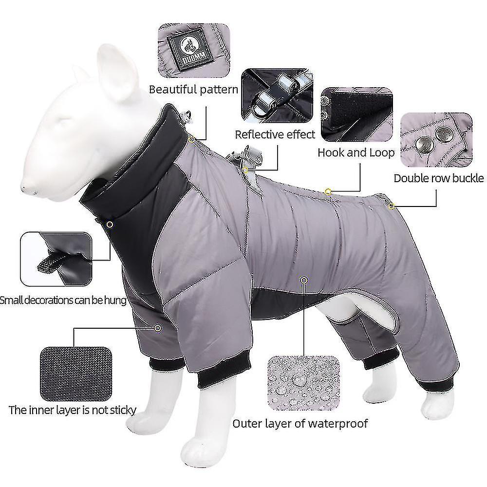Waterproof Dog Jacket For Winter Warm Full Body Snowsuit Cold Weather Dog Coats With Reflective Stripes， Outdoor Windproof Dog Apparel For Small Dogs