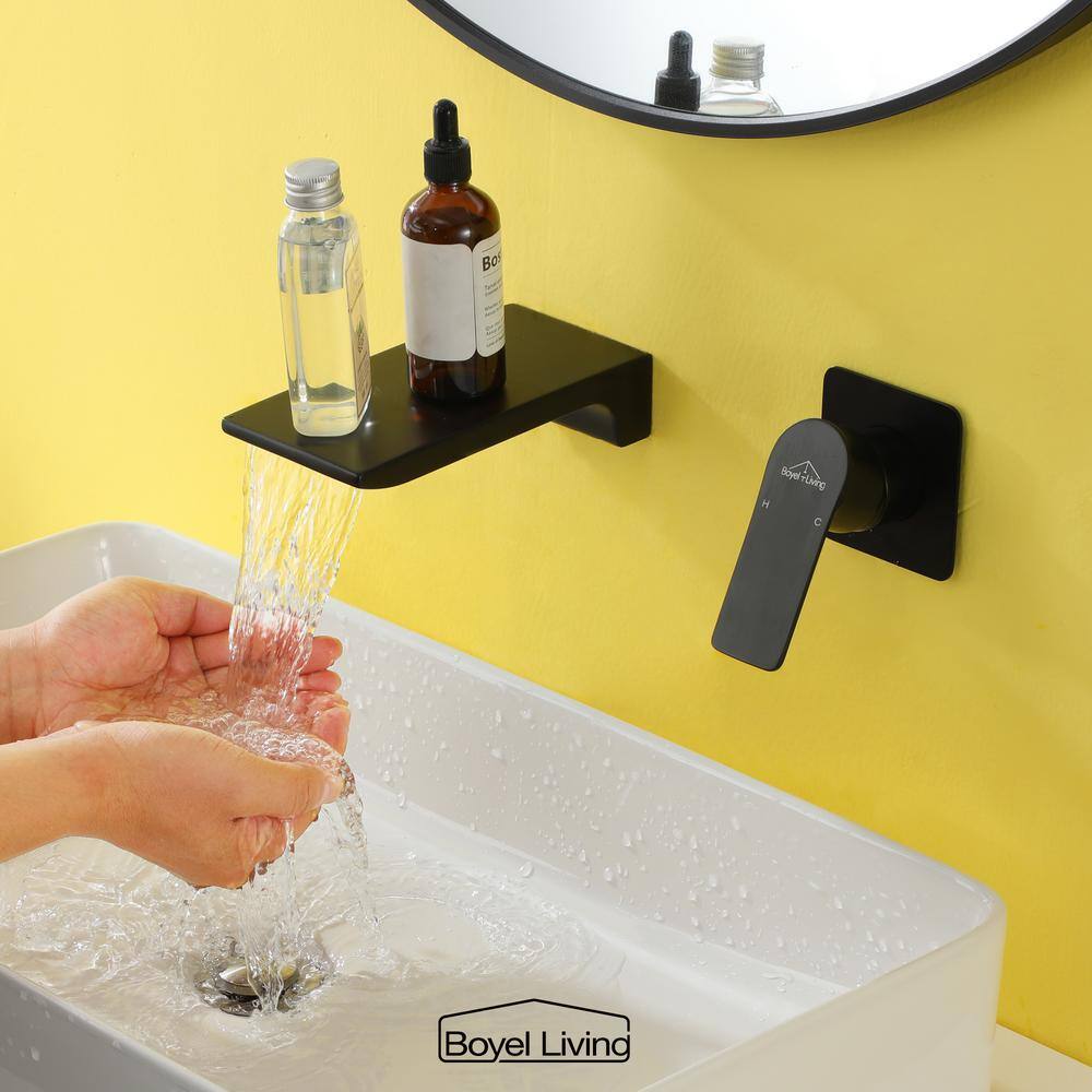 Boyel Living Single Handle Wall Mounted Faucet with Valve in Matte Black SMD-2410B