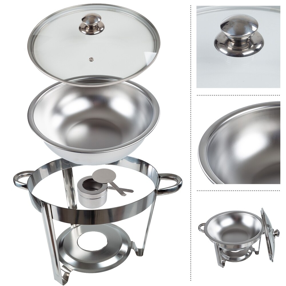 Round 5 QT Chafing Dish Buffet Set �C Includes Water Pan  Food Pan  Fuel Holder  Cover  and Stand by Great Northern Party