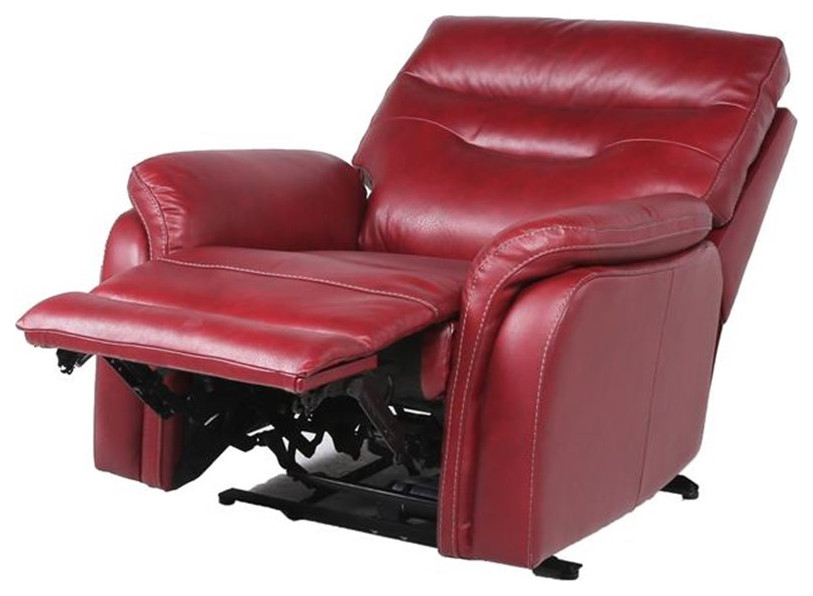 Fortuna Dark Red Leather Power Recliner Chair   Contemporary   Recliner Chairs   by Homesquare  Houzz