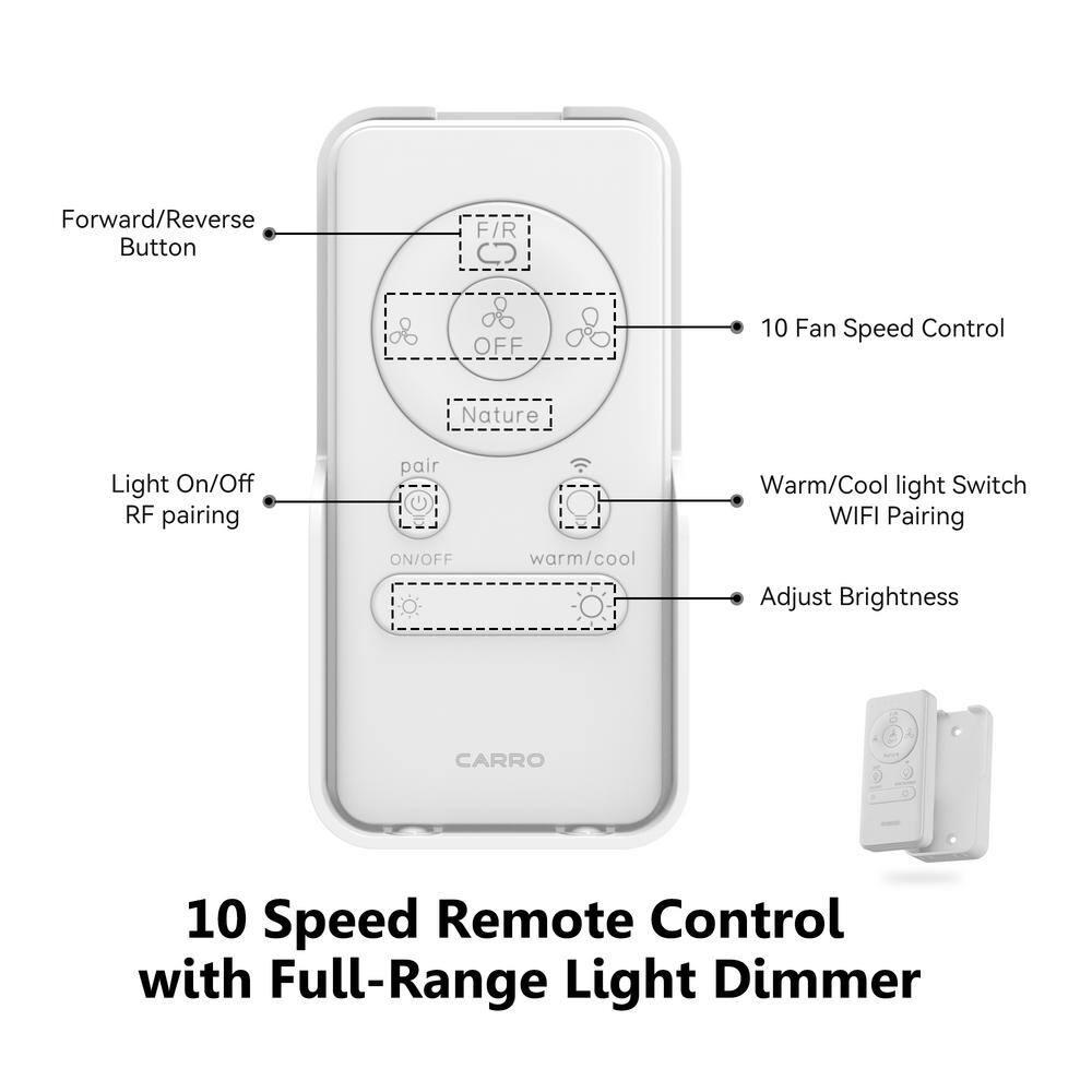 CARRO Striver 52 in Integrated LED IndoorOutdoor White Smart Ceiling Fan with Light and Remote Works with AlexaGoogle Home