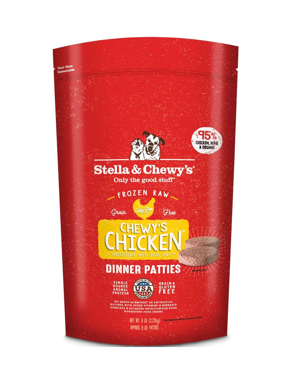 Stella and Chewy's Raw Frozen Chewy's Chicken Dinner Patties for Dogs