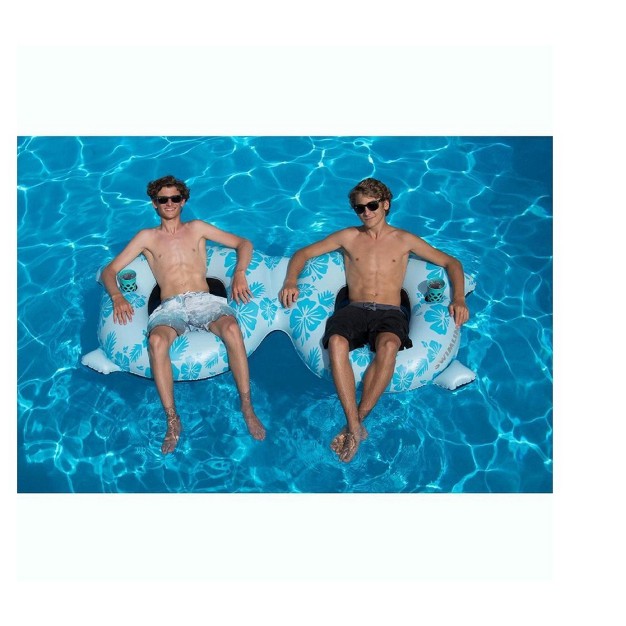 Inflatable 2 person Floral Swimming Pool Lounge Float Blue black