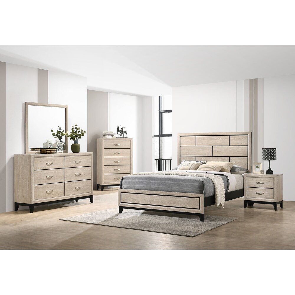 Aglae 3 Piece Drift Wood Rustic Panel Bedroom Set