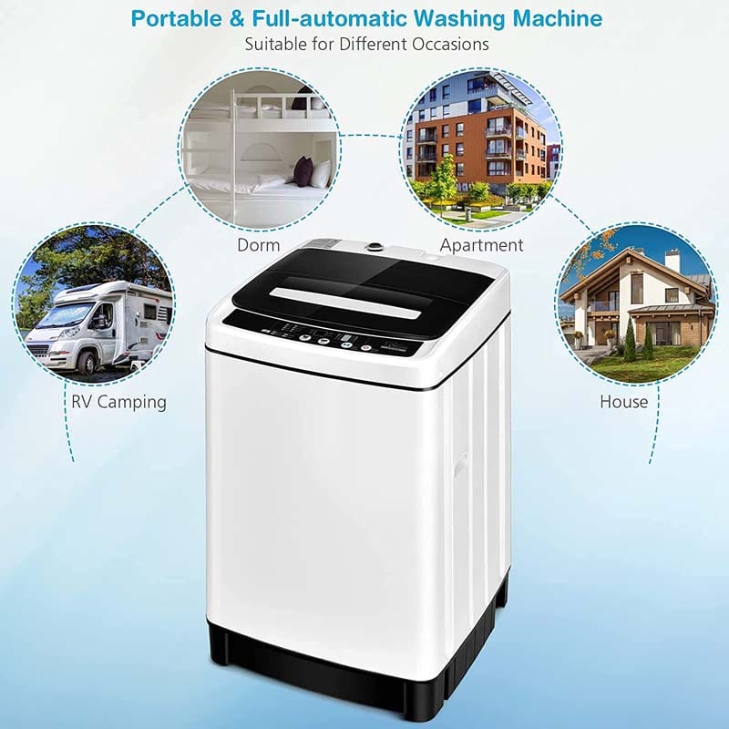 11 LBS Full-Automatic Portable Washing Machine, Top Load All In One Washer Dryer Combo