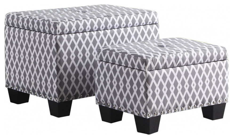 17 quotGray And White Polyester Blend And Black Tufted Storage   Transitional   Footstools And Ottomans   by HomeRoots  Houzz