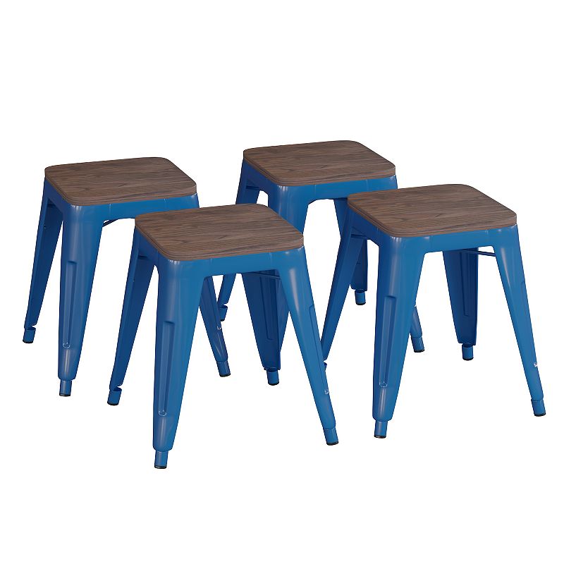 Flash Furniture Kai Royal Blue Backless Table Height Stool 4-piece Set