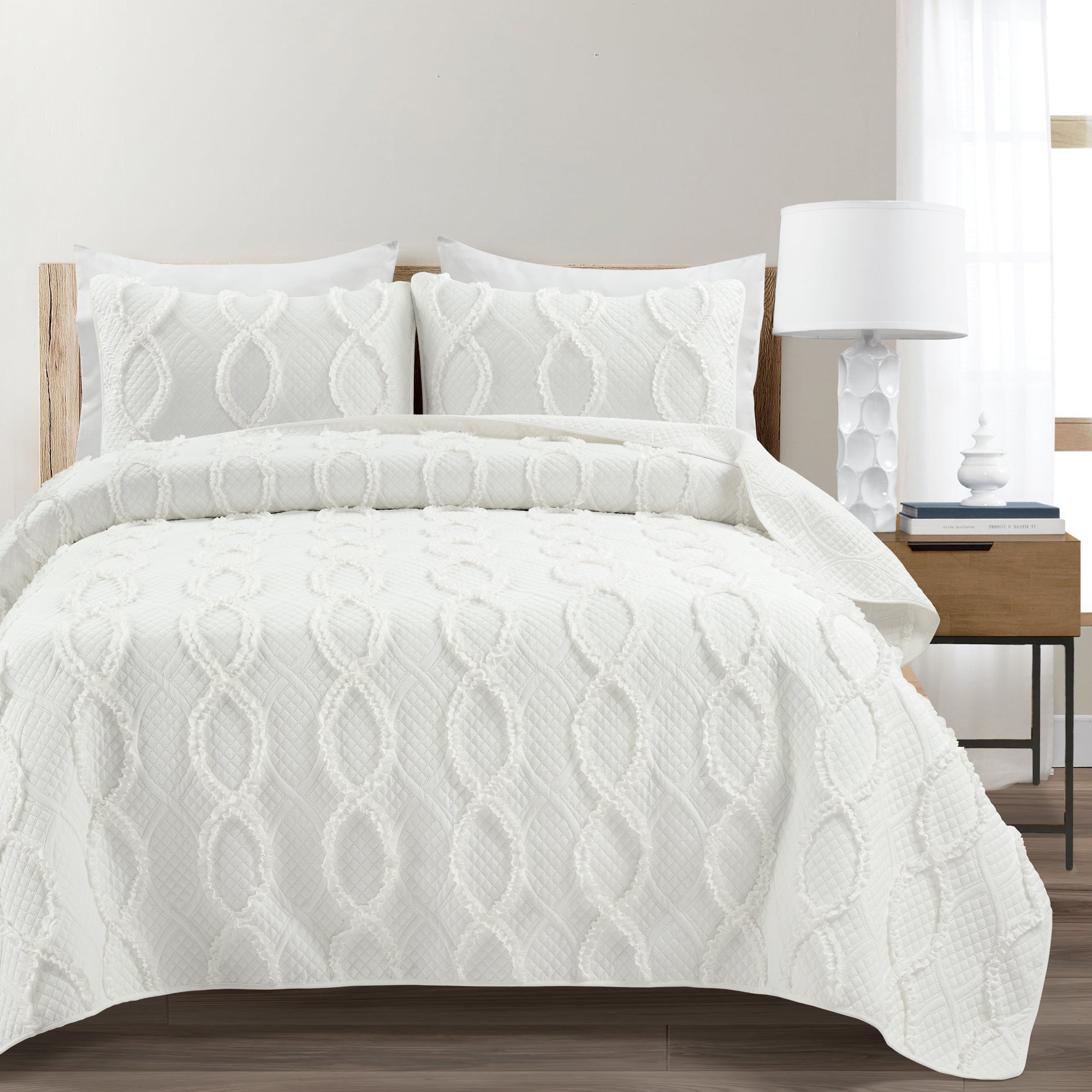 Bedding Bundle: Avon Textured Ruffle Quilt + Cottagecore Floral Ruffle Quilt