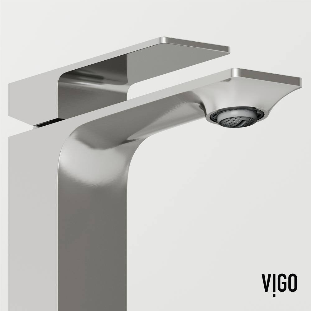 VIGO Dunn Single Handle Single-Hole Bathroom Faucet in Brushed Nickel VG01054BN