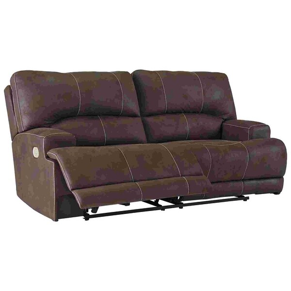 2 Seat Power Recliner Sofa with USB Port and Padded Track Arms， Brown