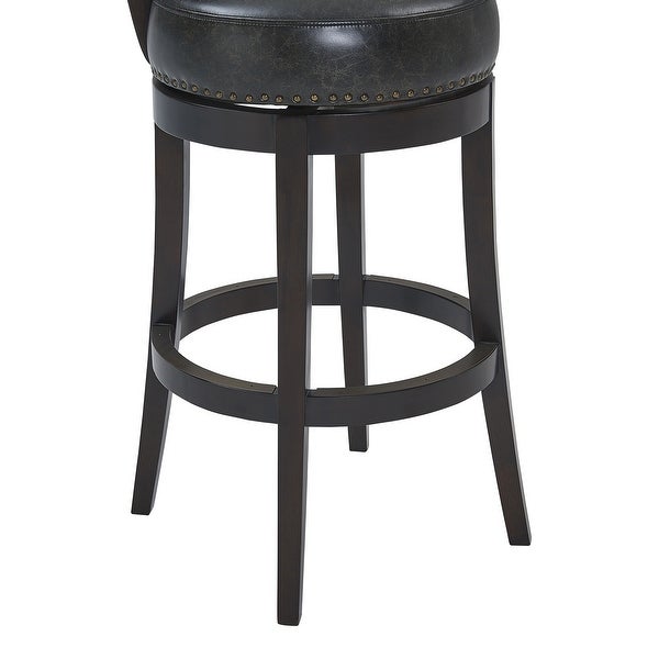 Corbin Wood Swivel Faux Leather Stool