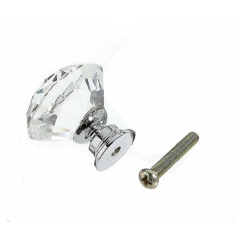 10 Pcs 30mm Glass Cupboard Knobs Crystal Diamond Shape Pull Handle For Dresser Drawers Wardrobe Kitchen Cupboards