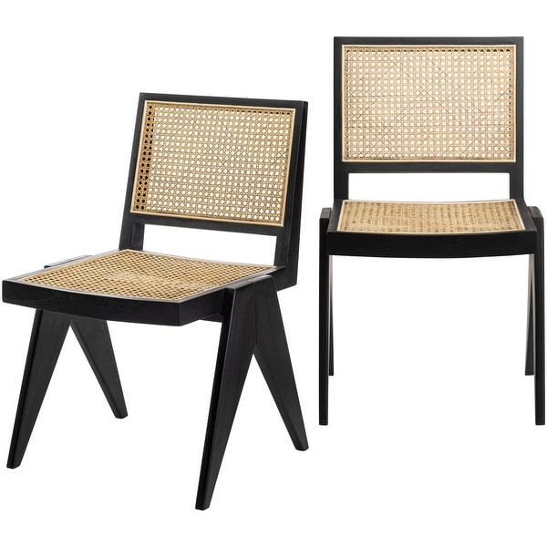 Adelrina Wood and Rattan Dining Chairs (Set of 2)