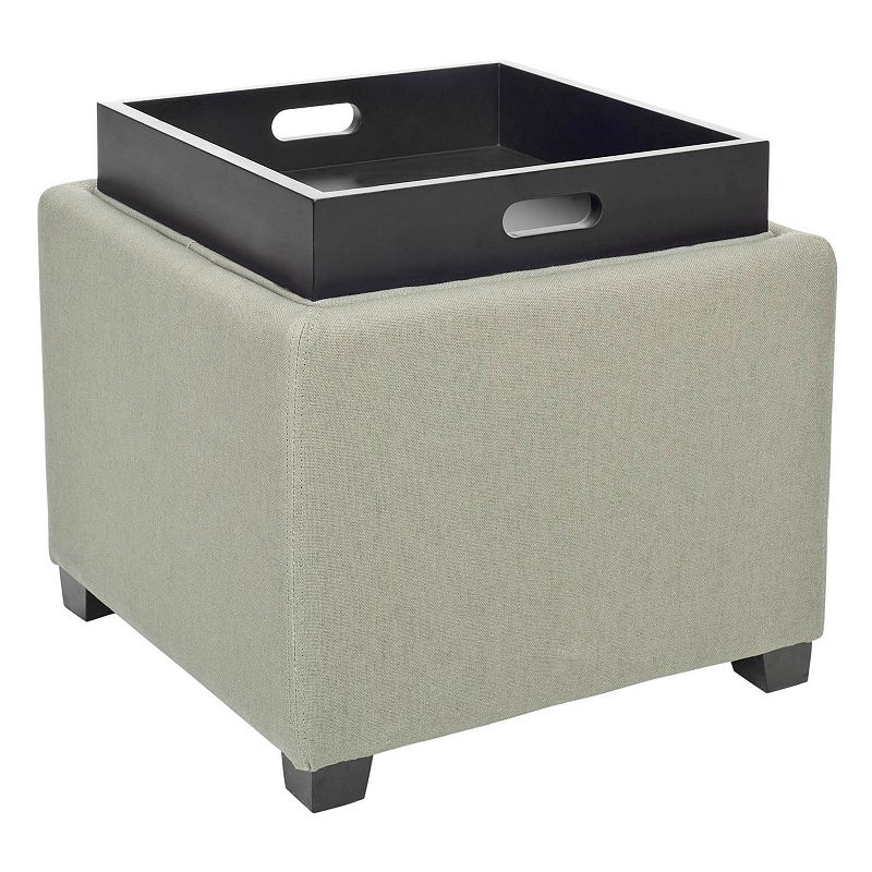 Safavieh Bennett Neutral Square Single Tray Storage Ottoman